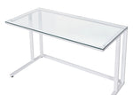 Tyrese Clear Glass/White Metal Writing Desk