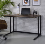 Tyrese Walnut Wood/Black Metal Writing Desk with USB