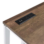 Tyrese Walnut Wood/White Metal Writing Desk with USB