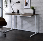 Tyrese Walnut Wood/White Metal Writing Desk with USB