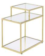 Uchenna Clear Glass/Gold Finish Metal Accent Table