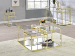 Uchenna Clear Glass/Gold Finish Metal Coffee Table