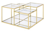 Uchenna Clear Glass/Gold Finish Metal Coffee Table