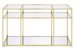 Uchenna Clear Glass/Gold Finish Metal Sofa Table