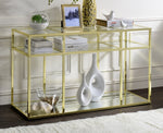 Uchenna Clear Glass/Gold Finish Metal Sofa Table