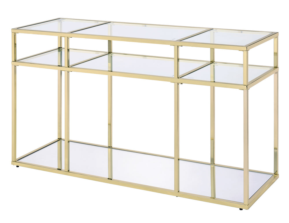 Uchenna Clear Glass/Gold Finish Metal Sofa Table