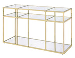 Uchenna Clear Glass/Gold Finish Metal Sofa Table