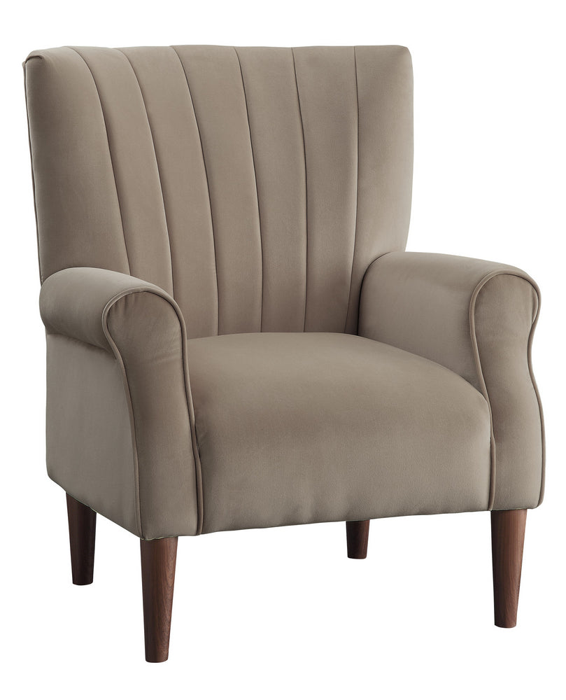 Urielle Brown Velvet Fabric Accent Chair