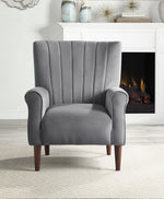 Urielle Dark Gray Velvet Fabric Accent Chair