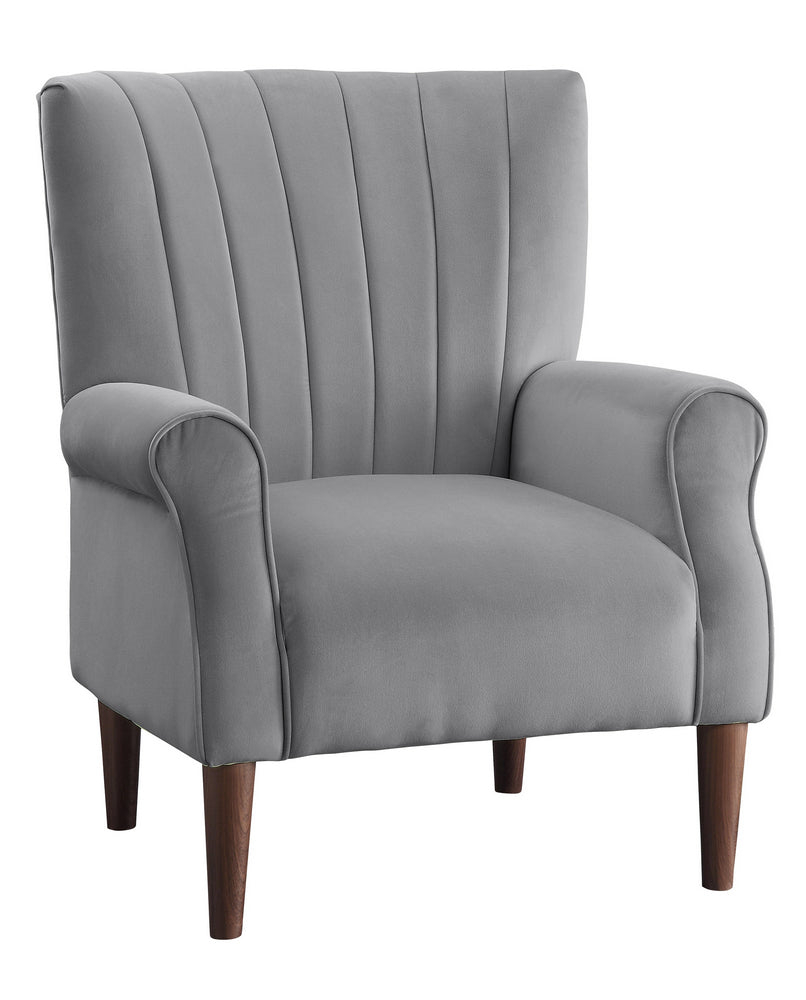 Urielle Dark Gray Velvet Fabric Accent Chair