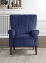 Urielle Navy Blue Velvet Fabric Accent Chair