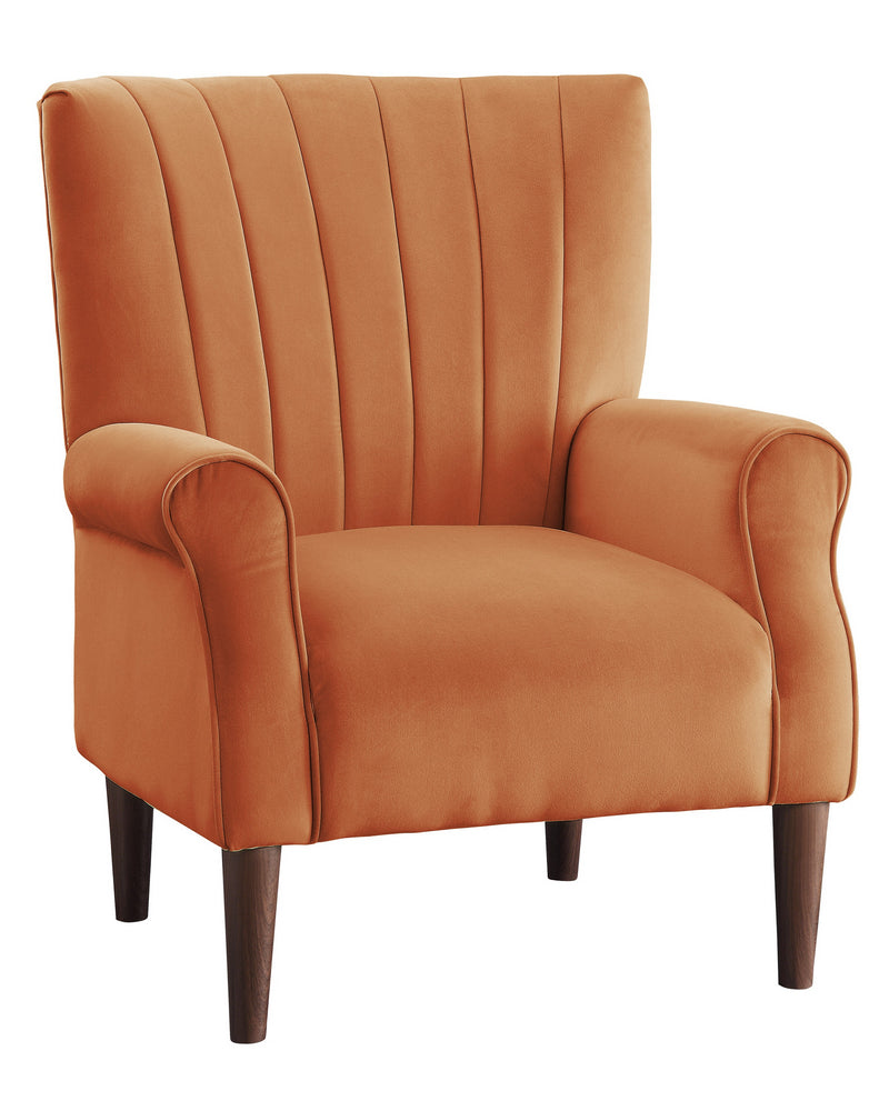 Urielle Orange Velvet Fabric Accent Chair