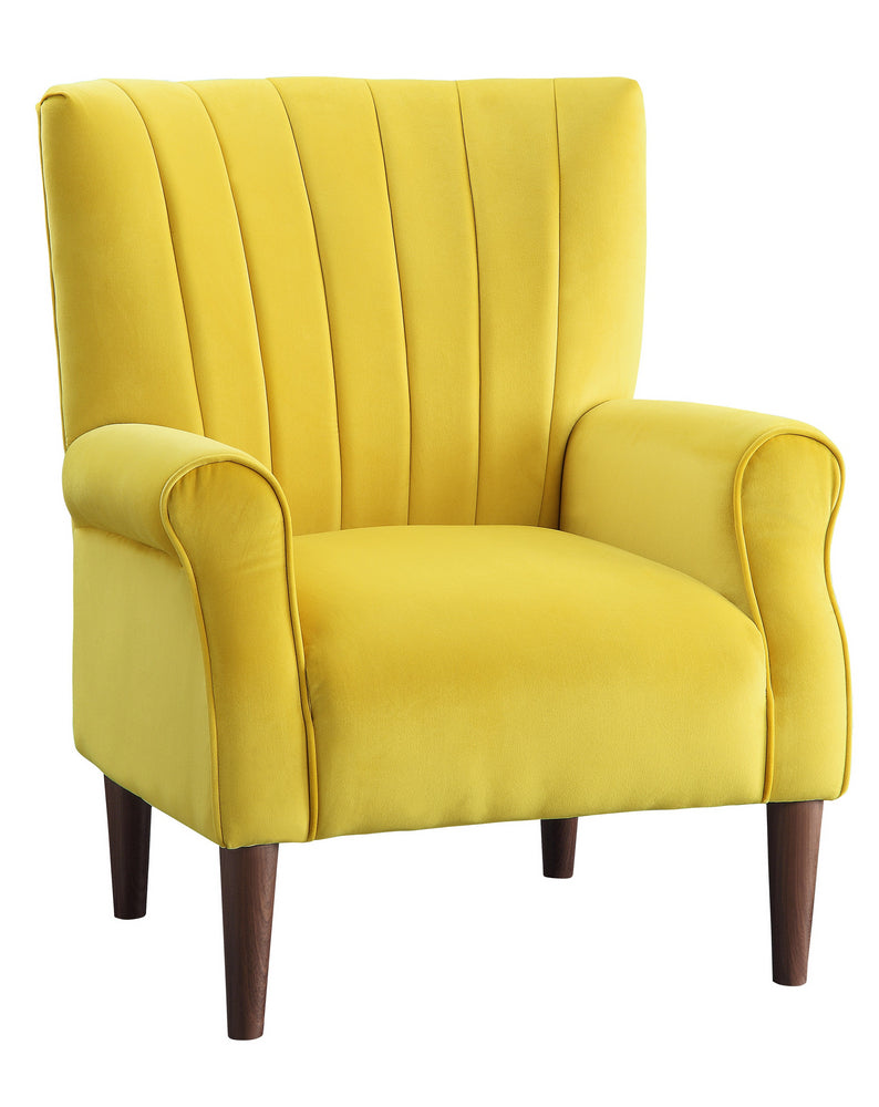 Urielle Yellow Velvet Fabric Accent Chair