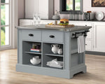 Urrur Gray Wood/Metal Kitchen Island