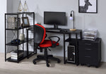 Vadna Black Wood/Metal Office Desk with 2 Shelves