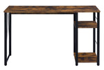 Vadna Weathered Oak Wood/Black Metal Office Desk with 2 Shelves