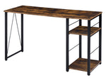 Vadna Weathered Oak Wood/Black Metal Office Desk with 2 Shelves