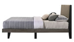 Valdemar Weathered Gray Wood/Brown Fabric Queen Bed