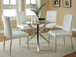 Vance 4 White Leatherette/Chrome Finish Metal Side Chairs