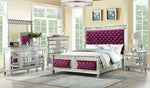 Varian Burgundy Velvet/Wood King Bed (Oversized)