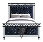 Varian II Black Velvet/Wood King Bed (Oversized)