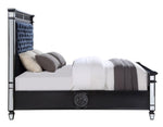 Varian II Black Velvet/Wood King Bed (Oversized)