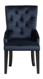 Varian II Dark Navy Velvet/Black Wood Tufted Side Chair