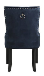 Varian II Dark Navy Velvet/Black Wood Tufted Side Chair