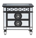 Varian II Mirrored/Black Wood 2-Drawer Nightstand