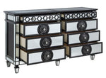 Varian II Mirrored/Black Wood 8-Drawer Dresser