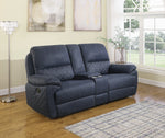 Variel 3-Pc Blue Faux Suede Manual Recliner Loveseat