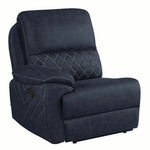 Variel 3-Pc Blue Faux Suede Manual Recliner Sofa