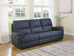 Variel 3-Pc Blue Faux Suede Manual Recliner Sofa