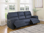 Variel 3-Pc Blue Faux Suede Manual Recliner Sofa