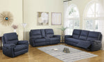 Variel 3-Pc Blue Faux Suede Manual Recliner Sofa