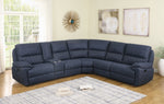 Variel 6-Pc Blue Faux Suede Manual Recliner Sectional