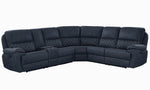 Variel 6-Pc Blue Faux Suede Manual Recliner Sectional