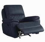 Variel Blue Faux Suede Manual Glider Recliner