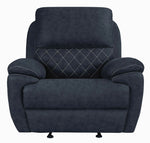 Variel Blue Faux Suede Manual Glider Recliner