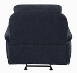 Variel Blue Faux Suede Manual Glider Recliner