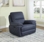 Variel Blue Faux Suede Manual Glider Recliner