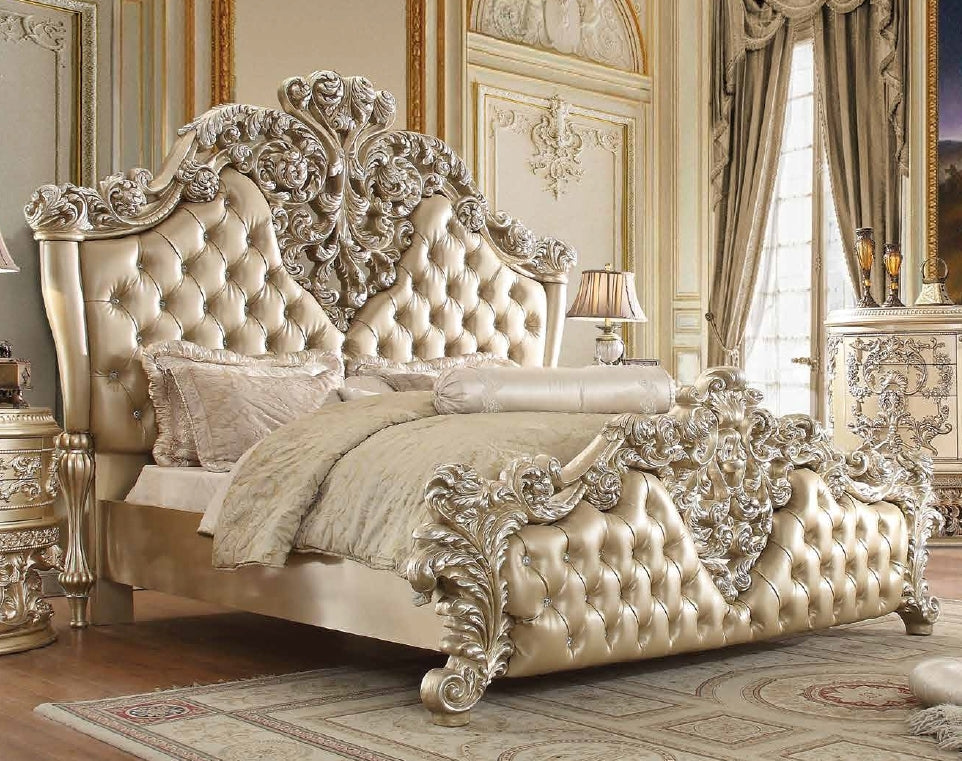 Vatican Champagne Silver Wood King Bed (Oversized)