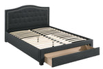 Veida Charcoal Linen Fabric Twin Platform Storage Bed