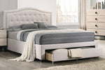 Veida Light Brown Linen Fabric Full Platform Storage Bed