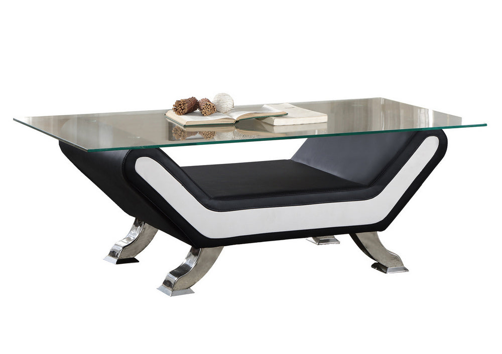 Veloce Black/White Faux Leather Coffee Table