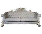 Vendom II Two-Tone Ivory Fabric/Antique Pearl Wood 2-Seat Sofa (Oversized)