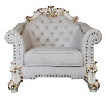 Vendom II Two-Tone Ivory Fabric/Antique Pearl Wood Chair