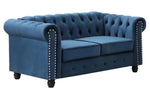 Venice 2-Pc Blue Velvet Tufted Sofa Set