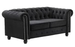 Venice 3-Pc Black Velvet Tufted Sofa Set