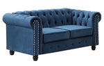 Venice 3-Pc Blue Velvet Tufted Sofa Set